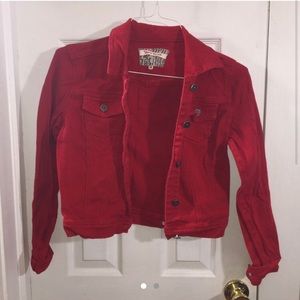 red denim jacket